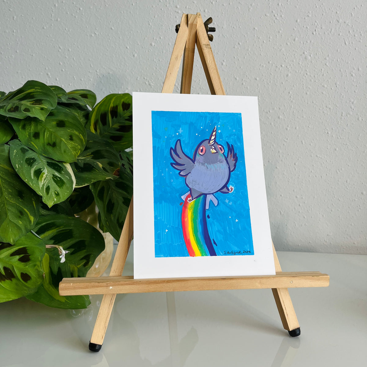 Unicorn Pigeon Original Painting