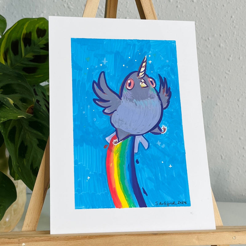 Unicorn Pigeon Original Painting