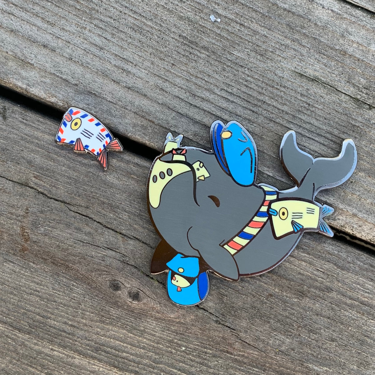 Mail Whale Pin Set