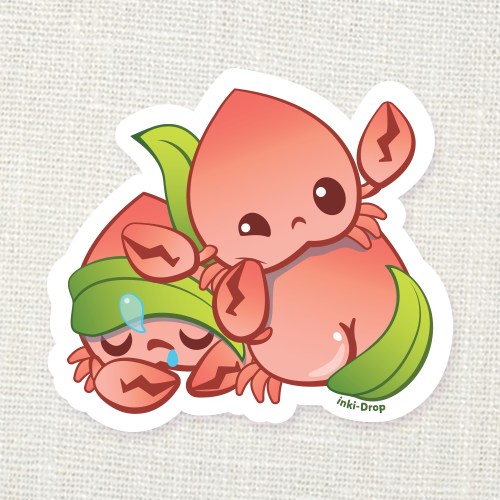 Peach Crab Pile Sticker